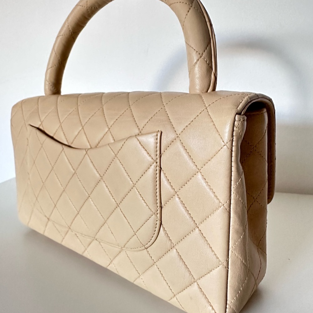 RARE CHANEL Vintage KELLY Beige Top Handle flap Quilted bag - Picture 5 of 15